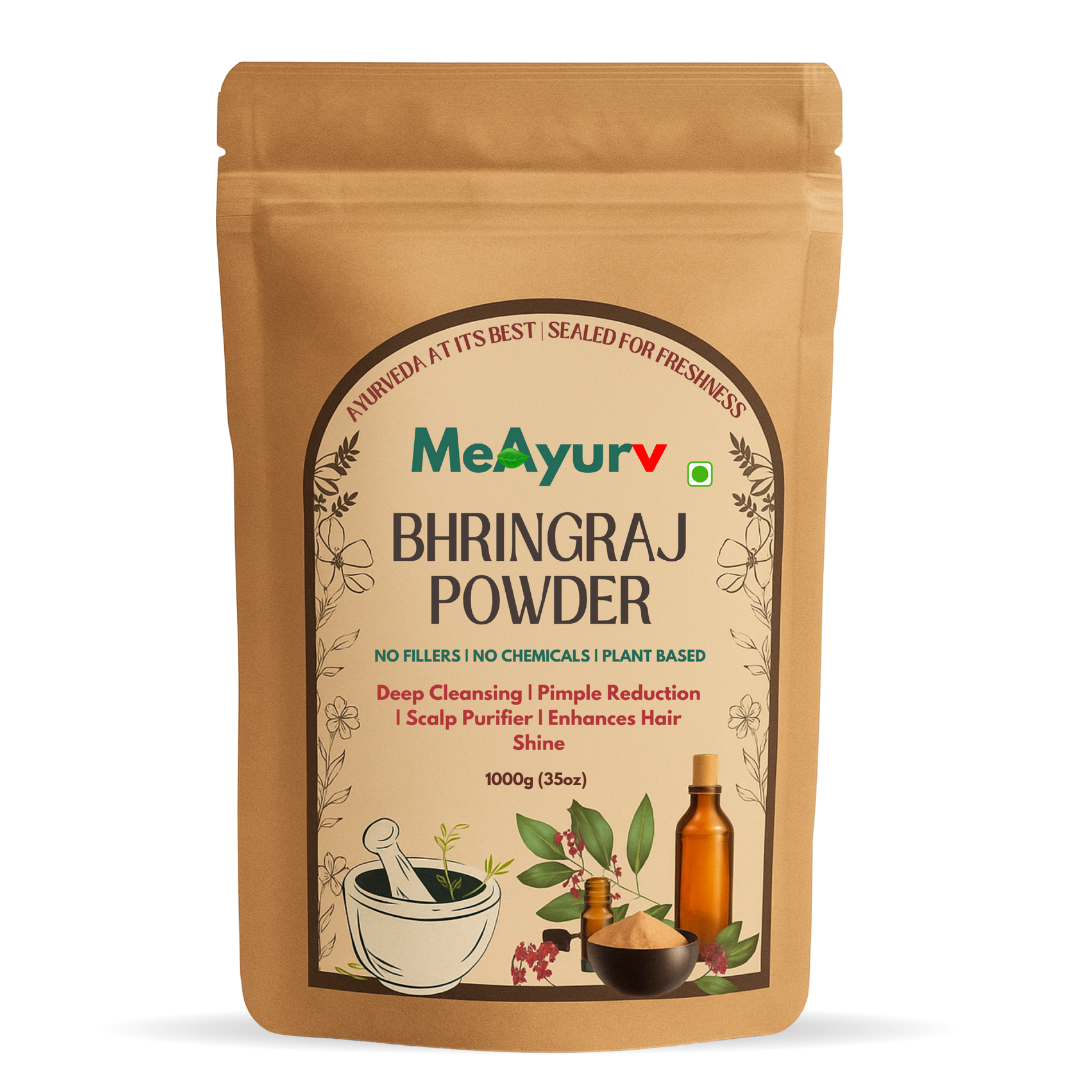 MeAyurv Organic Bhringraj Powder – Ayurvedic Herbal Hair Care for Hair Growth, Scalp Nourishment & Strength | Pure, Vegan, Chemical Free