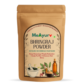 MeAyurv Organic Bhringraj Powder – Ayurvedic Herbal Hair Care for Hair Growth, Scalp Nourishment & Strength | Pure, Vegan, Chemical Free