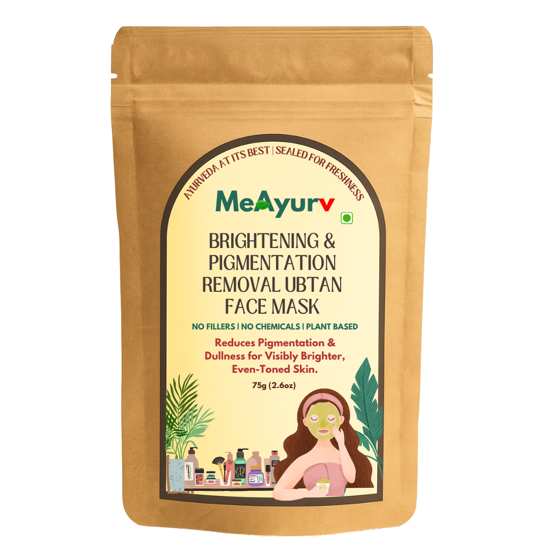 MeAyurv Glowing Radiance Ubtan Combo | Face Brightening & Body Detan Pack | Pigmentation Care Ubtan + Exfoliating Bath Ubtan Scrub | Bridal Glow & Even Tone (2 x 75g)