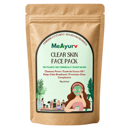 MeAyurv Clear Skin Herbal Face Pack | Neem & Tulsi Pimple Control Mask | Oil-Balancing Anti-Blemish Pack for Clear Skin (75g)