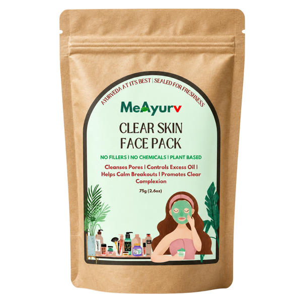 MeAyurv Clear Skin Herbal Face Pack | Neem & Tulsi Pimple Control Mask | Oil-Balancing Anti-Blemish Pack for Clear Skin (75g)
