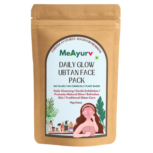 MeAyurv Organic Daily Glow Ubtan Face Pack Powder – Pure Chickpea Flour (Besan) Powder | Ayurvedic Skincare for Daily glow, Fresh skin & Face pack | Natural, Vegan, Chemical Free