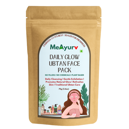 MeAyurv Organic Daily Glow Ubtan Face Pack Powder – Pure Chickpea Flour (Besan) Powder | Ayurvedic Skincare for Daily glow, Fresh skin & Face pack | Natural, Vegan, Chemical Free