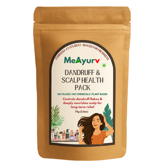 MeAyurv Anti-Dandruff & Scalp Health Pack | Neem & Hibiscus Herbal Hair Mask | Itchy Scalp Relief & Flake Control (75g)