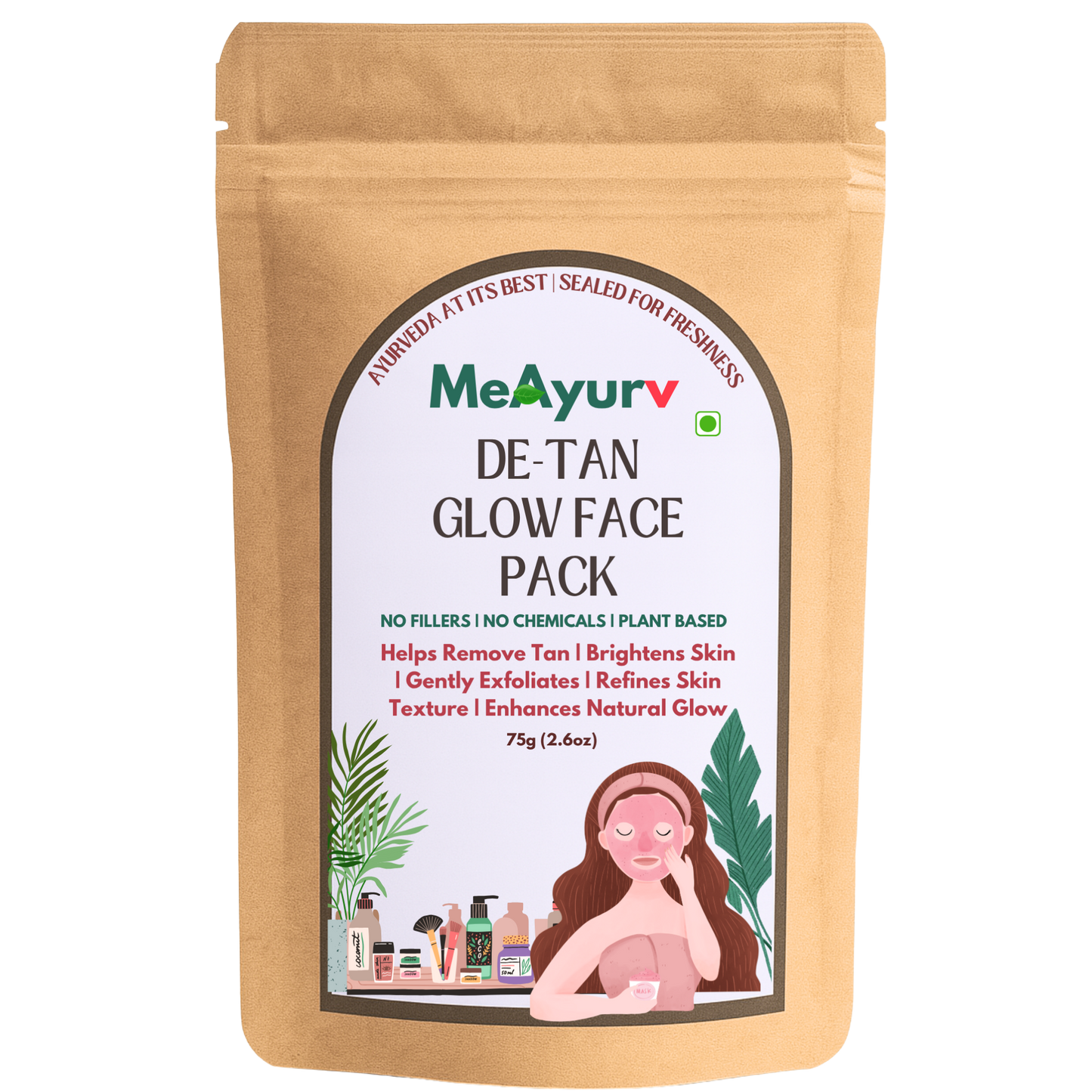 MeAyurv Organic De - Tan Glow Face Pack Powder – Pure Orange Peel (Santra Chilka) Powder | Ayurvedic Skincare for De tan glow, Even tone & Face pack | Natural, Vegan, Chemical Free