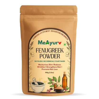 MeAyurv Organic Fenugreek Seed (Methi) Powder – Pure Methi Dana | Ayurvedic Herbal Supplement for Digestion, Hair & Sugar Balance | Vegan, Chemical Free