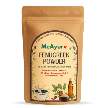 MeAyurv Organic Fenugreek Seed (Methi) Powder – Pure Methi Dana | Ayurvedic Herbal Supplement for Digestion, Hair & Sugar Balance | Vegan, Chemical Free