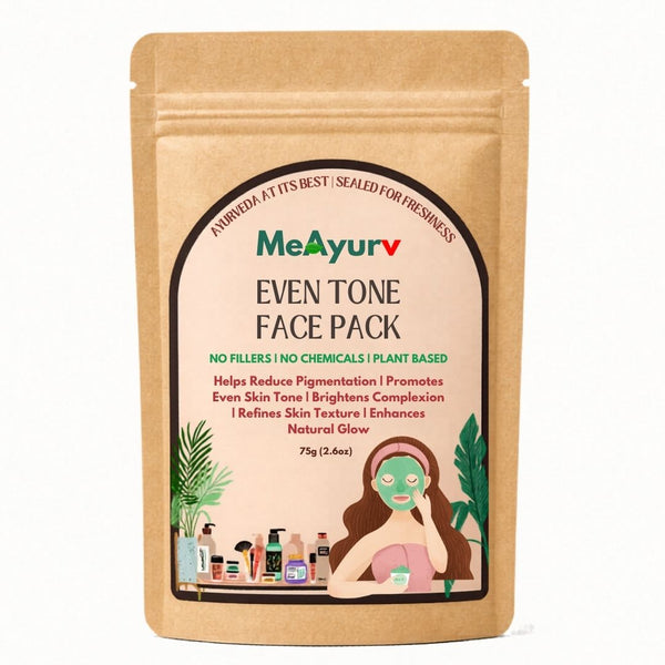 MeAyurv Organic Even Tone Face Pack Powder – Pure Herbal Blend Powder | Ayurvedic Skincare for Even tone, Clear skin & Face pack | Natural, Vegan, Chemical Free