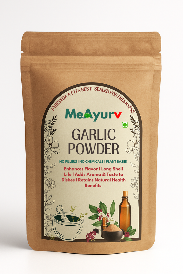 MeAyurv Organic Garlic Powder – Pure Garlic Powder | Ayurvedic Culinary Seasoning for Aroma, Savoury Depth & Convenience | Natural, Vegan, Chemical Free