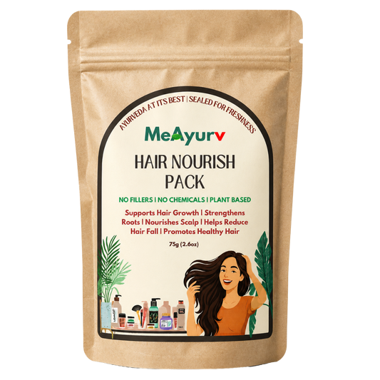 MeAyurv Herbal Hair Nourish Pack | Bhringraj, Amla & Shikakai Hair Mask | Anti-Hairfall & Root Strengthening Powder (75g)