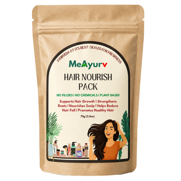 MeAyurv Herbal Hair Nourish Pack | Bhringraj, Amla & Shikakai Hair Mask | Anti-Hairfall & Root Strengthening Powder (75g)