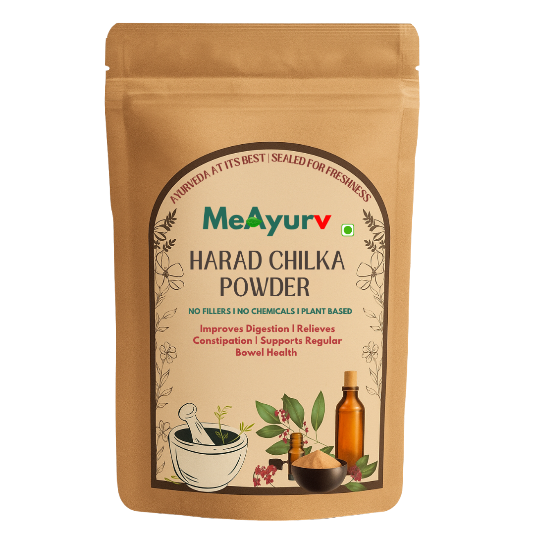 MeAyurv Harad Chilka Powder packaging on a white background