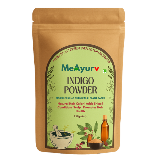 MeAyurv Organic Indigo Powder – Pure Indigo Leaf | Natural Herbal Hair Color & Conditioning | Chemical Free, Non-GMO, Vegan