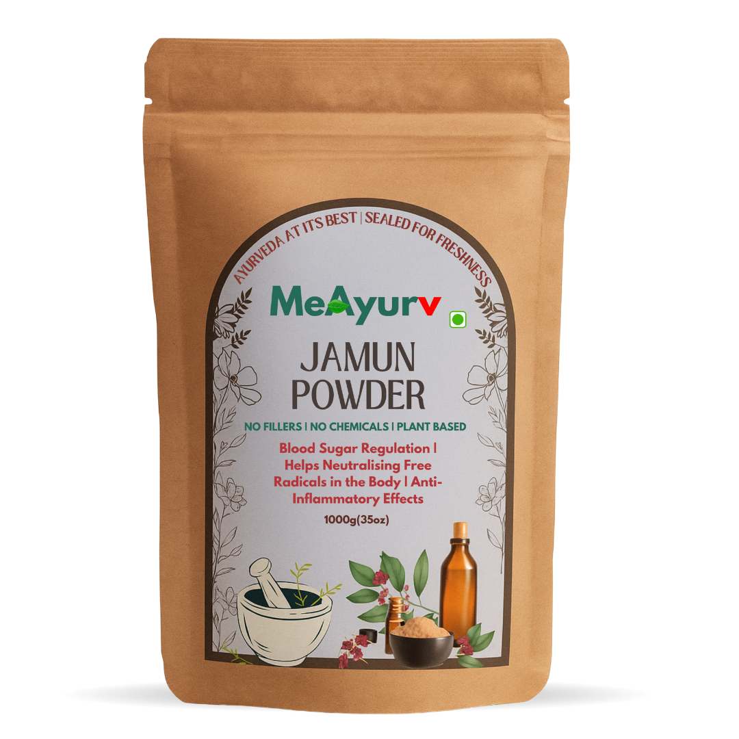 MeAyurv Organic Jamun Seed Powder for Diabetes Care | Pure Syzygium Cumini for Sugar Balance & Metabolism | Natural, Herbal & Vegan Blood Sugar Support