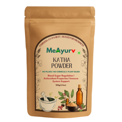 MeAyurv Organic Katha Powder Hair Mask | Pure Acacia Catechu Ayurvedic Pack for Hair Strengthening, Shine & Nourishment | Herbal, Vegan & Natural Care