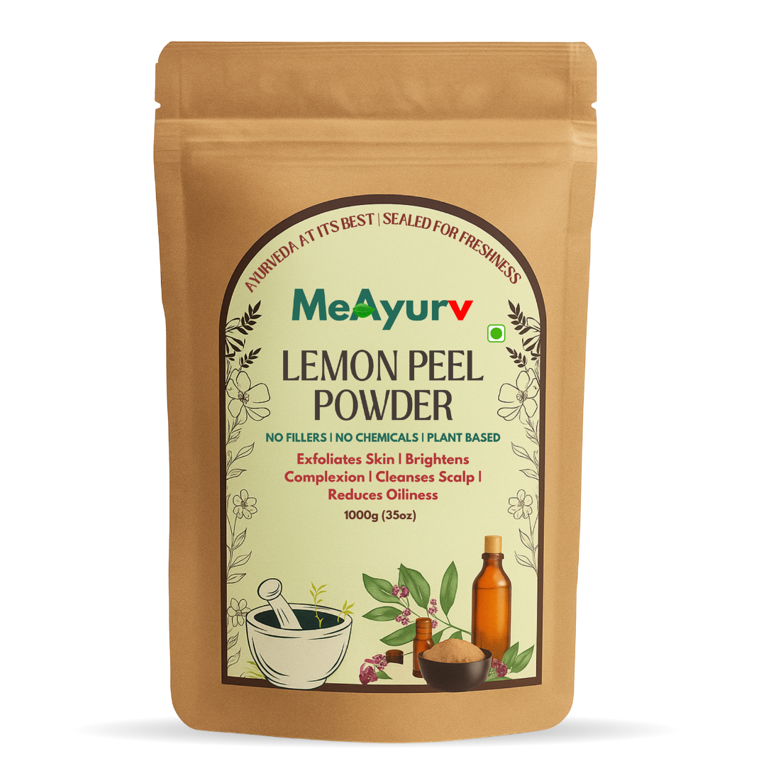 MeAyurv Organic Lemon Peel Powder – Pure Lemon Peel | Herbal Supplement for Skin Brightening, Antioxidants & Immunity | Natural, Vegan, Chemical Free