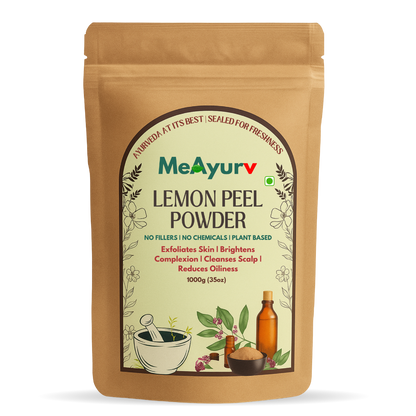 MeAyurv Organic Lemon Peel Powder – Pure Lemon Peel | Herbal Supplement for Skin Brightening, Antioxidants & Immunity | Natural, Vegan, Chemical Free