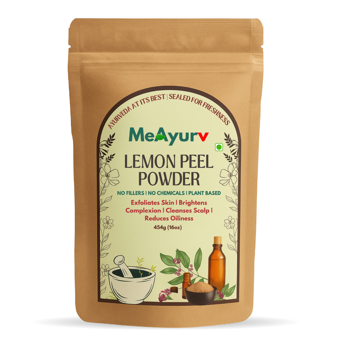 MeAyurv Organic Lemon Peel Powder – Pure Lemon Peel | Herbal Supplement for Skin Brightening, Antioxidants & Immunity | Natural, Vegan, Chemical Free