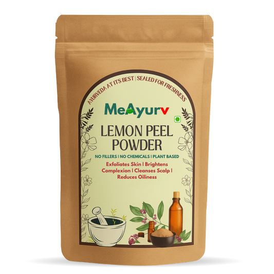 MeAyurv Organic Lemon Peel Powder – Pure Lemon Peel | Herbal Supplement for Skin Brightening, Antioxidants & Immunity | Natural, Vegan, Chemical Free