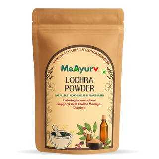 MeAyurv Organic Lodhra Powder – Pure Symplocos Bark | Ayurvedic Herbal Supplement for Skin Health & Hormonal Balance | Natural, Vegan, Chemical Free