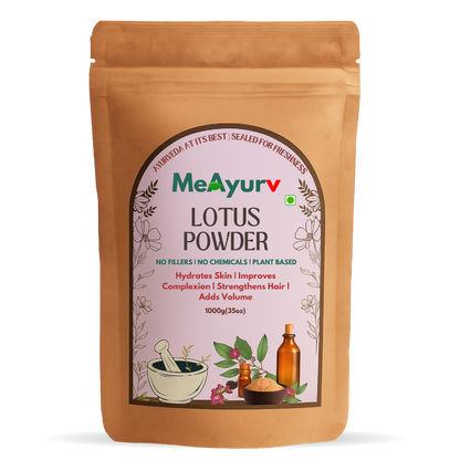 MeAyurv Organic Lotus Powder – Pure Lotus Flower | Ayurvedic Herbal Supplement for Skin Glow & Cooling | Natural, Vegan, Chemical Free