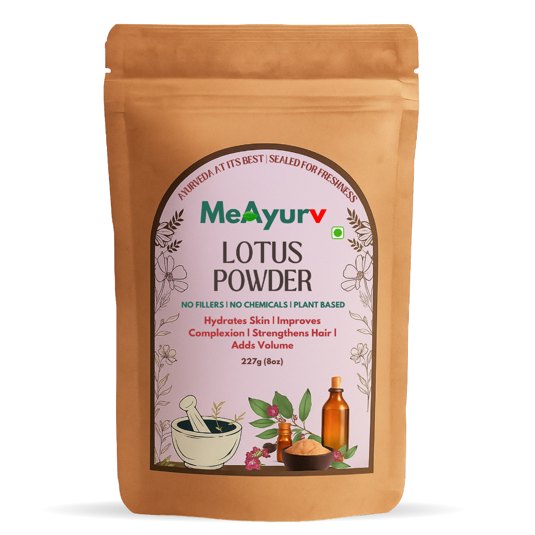 MeAyurv Organic Lotus Powder – Pure Lotus Flower | Ayurvedic Herbal Supplement for Skin Glow & Cooling | Natural, Vegan, Chemical Free