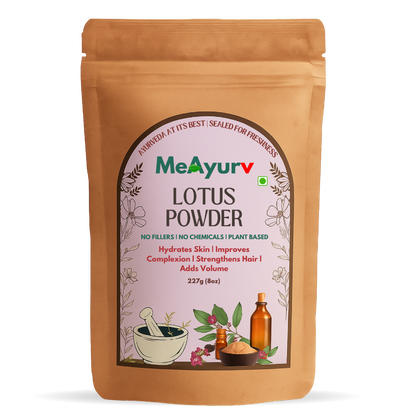 MeAyurv Organic Lotus Powder – Pure Lotus Flower | Ayurvedic Herbal Supplement for Skin Glow & Cooling | Natural, Vegan, Chemical Free