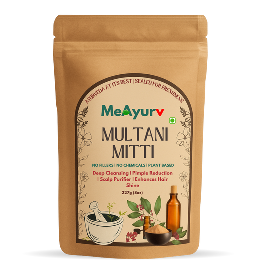 MeAyurv Multani Mitti Powder (Fuller’s Earth Clay) | 100% Pure & Natural Indian Healing Clay for Face Pack & Hair Care – Detoxifying Skin Cleanser, Oil Control Mud