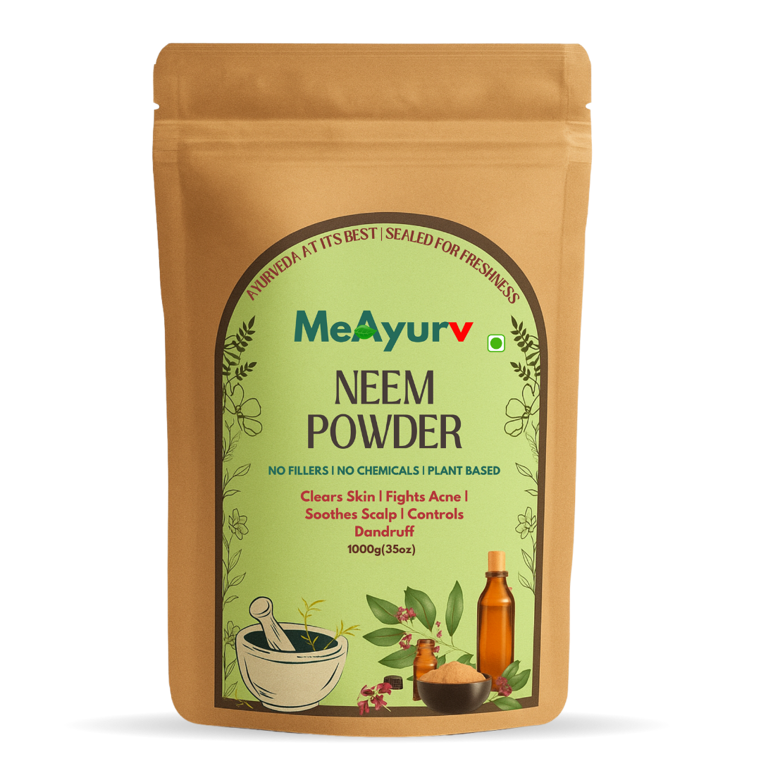 MeAyurv Organic Neem Powder – Pure Neem Leaf Powder | Ayurvedic Skin & Hair Care for Acne, Dandruff & Clear Skin | Natural, Vegan, Chemical Free