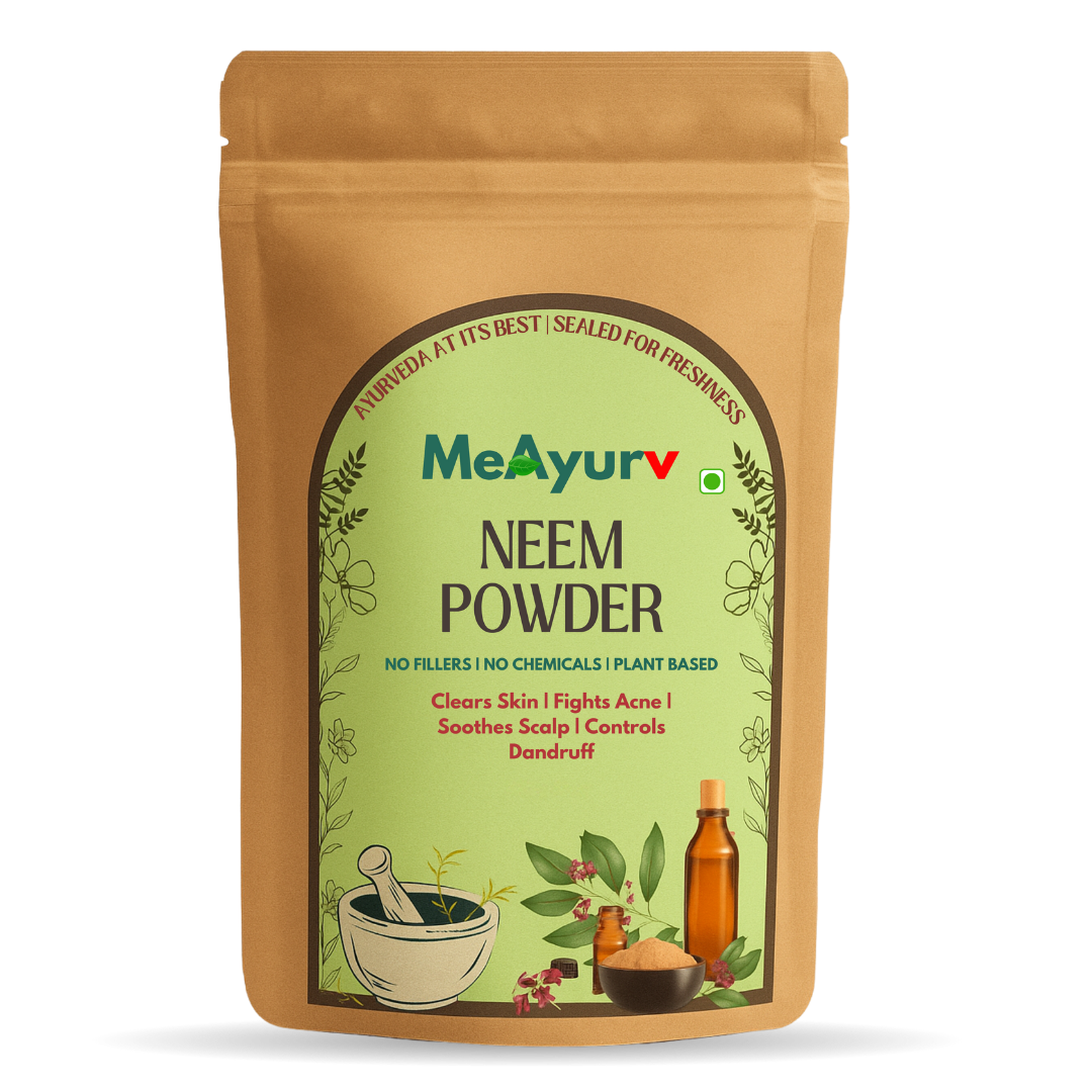 MeAyurv Organic Neem Powder – Pure Neem Leaf Powder | Ayurvedic Skin & Hair Care for Acne, Dandruff & Clear Skin | Natural, Vegan, Chemical Free