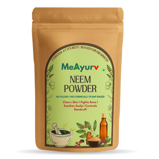 MeAyurv Organic Neem Powder – Pure Neem Leaf Powder | Ayurvedic Skin & Hair Care for Acne, Dandruff & Clear Skin | Natural, Vegan, Chemical Free