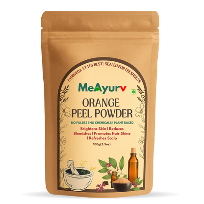 MeAyurv Organic Orange Peel Powder – Pure Orange Peel Powder | Ayurvedic Skin Care for Brightening, Glow & Ubtan | Natural, Vegan, Chemical Free