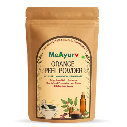 MeAyurv Organic Orange Peel Powder – Pure Orange Peel Powder | Ayurvedic Skin Care for Brightening, Glow & Ubtan | Natural, Vegan, Chemical Free