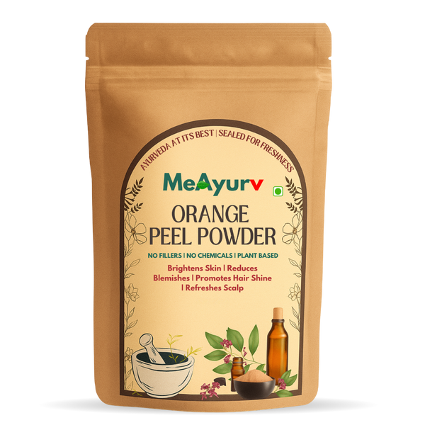 MeAyurv Organic Orange Peel Powder – Pure Orange Peel Powder | Ayurvedic Skin Care for Brightening, Glow & Ubtan | Natural, Vegan, Chemical Free