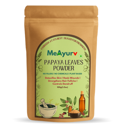 MeAyurv Organic Papaya Leaves Powder – Pure Papaya Fruit Powder | Ayurvedic Skin Care for Gentle Enzyme Exfoliation, Glow & Brightening | Natural, Vegan, Chemical Free