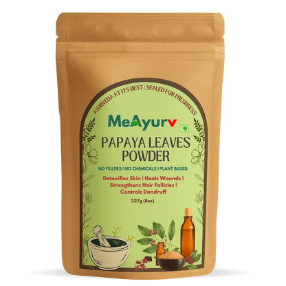 MeAyurv Organic Papaya Leaves Powder – Pure Papaya Fruit Powder | Ayurvedic Skin Care for Gentle Enzyme Exfoliation, Glow & Brightening | Natural, Vegan, Chemical Free
