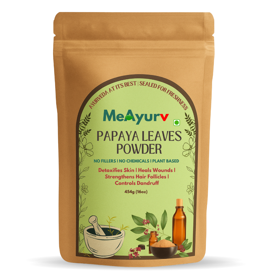 MeAyurv Organic Papaya Leaves Powder – Pure Papaya Fruit Powder | Ayurvedic Skin Care for Gentle Enzyme Exfoliation, Glow & Brightening | Natural, Vegan, Chemical Free