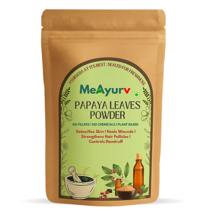 MeAyurv Organic Papaya Leaves Powder – Pure Papaya Fruit Powder | Ayurvedic Skin Care for Gentle Enzyme Exfoliation, Glow & Brightening | Natural, Vegan, Chemical Free