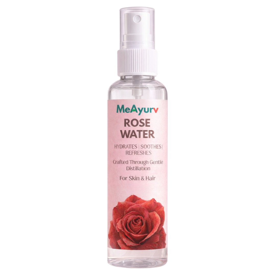 MeAyurv 100% Pure Rose Water Toner for Glowing Skin & Tight Pores (200ml) | Hydrating Face Mist & Natural Makeup Remover | Steam Distilled Kannauj Gulab Jal for All Skin Types