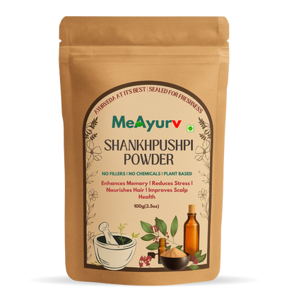 MeAyurv Organic Shankhpushpi – Pure Convolvulus Pluricaulis | Ayurvedic Herbal Supplement for Memory, Focus & Brain Health | Natural, Vegan, Chemical Free