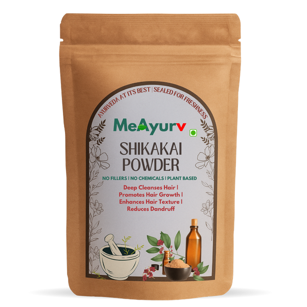 MeAyurv Organic Shikakai Powder – Pure Acacia Concinna | Ayurvedic Herbal Hair Care for Cleansing, Shine & Hair Growth | Non-GMO, Vegan, Chemical Free