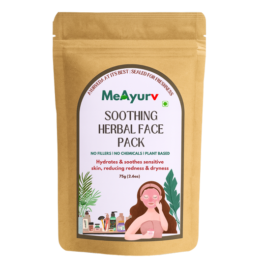 MeAyurv Soothing Herbal Face Pack | Calming Mask for Sensitive Skin & Redness Relief | Hydrating Sandalwood, Oat & Licorice Blend (75g)