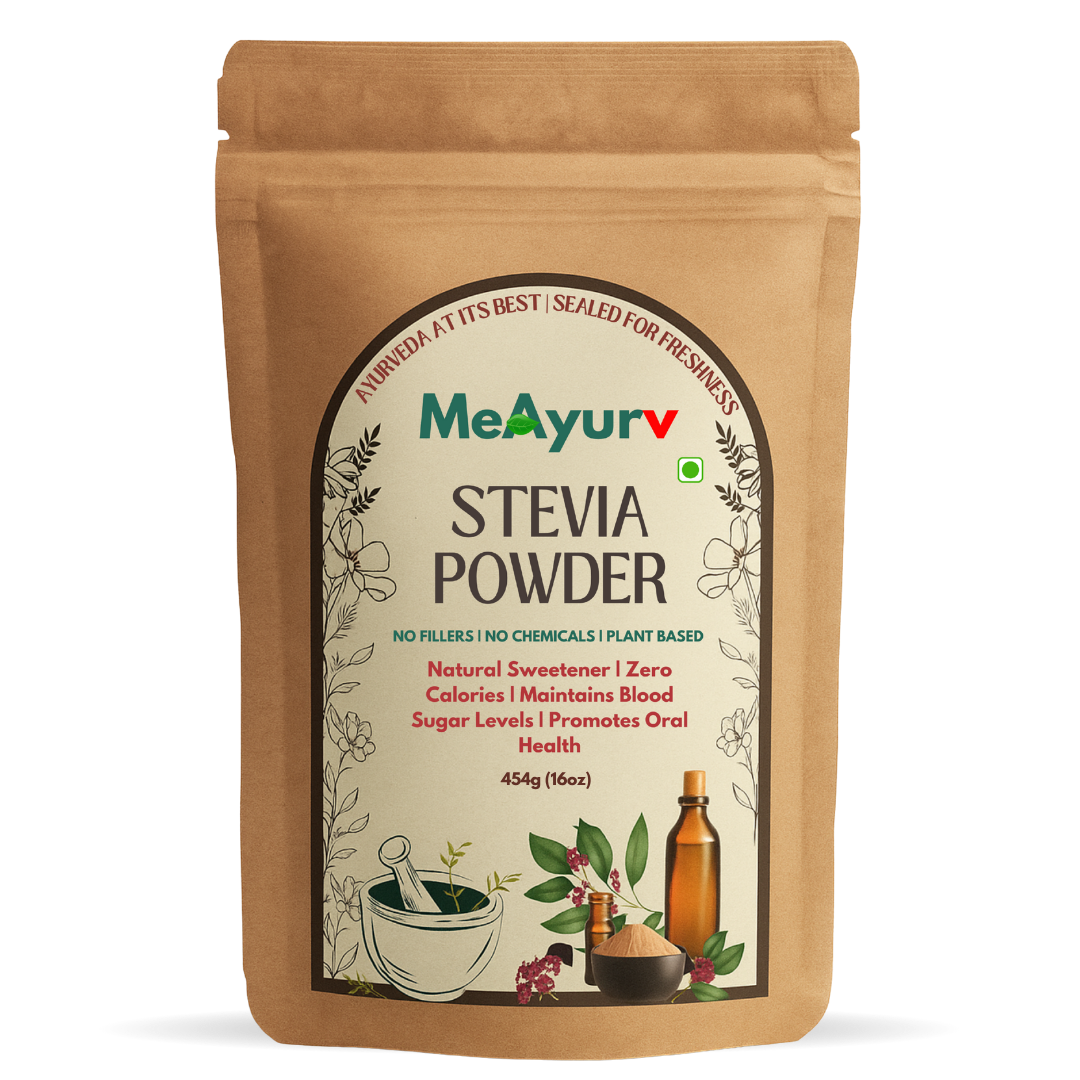 MeAyurv Organic Stevia Herbal Supplement | Pure Stevia Leaf Powder for Natural Sweetness & Healthy Diet | Vegan, Non-GMO & Chemical-Free