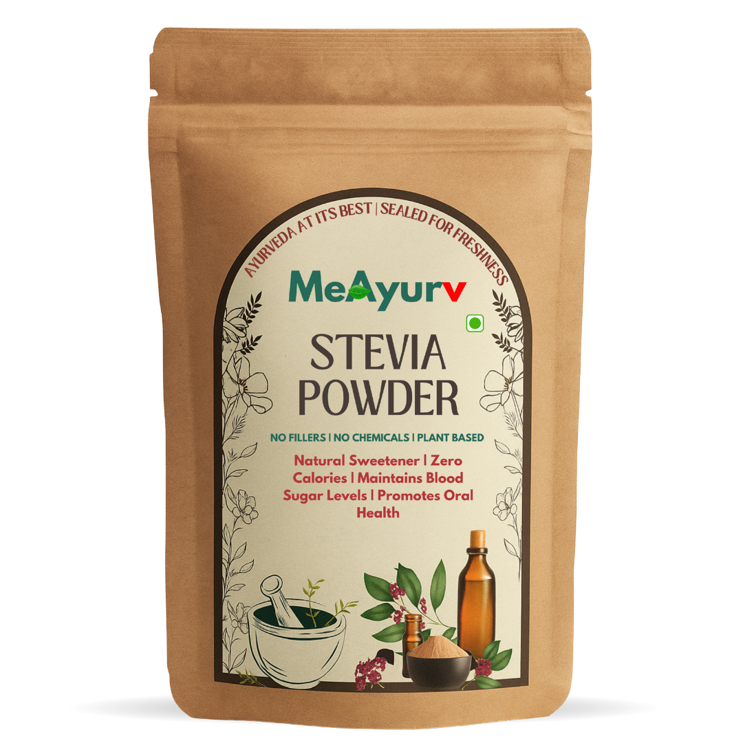 MeAyurv Organic Stevia Herbal Supplement | Pure Stevia Leaf Powder for Natural Sweetness & Healthy Diet | Vegan, Non-GMO & Chemical-Free