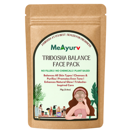 MeAyurv Tridosha Balance Herbal Face Pack | Calming Mask for Sensitive Skin & Redness Relief | Hydrating Sandalwood, Oat & Licorice Blend (75g)
