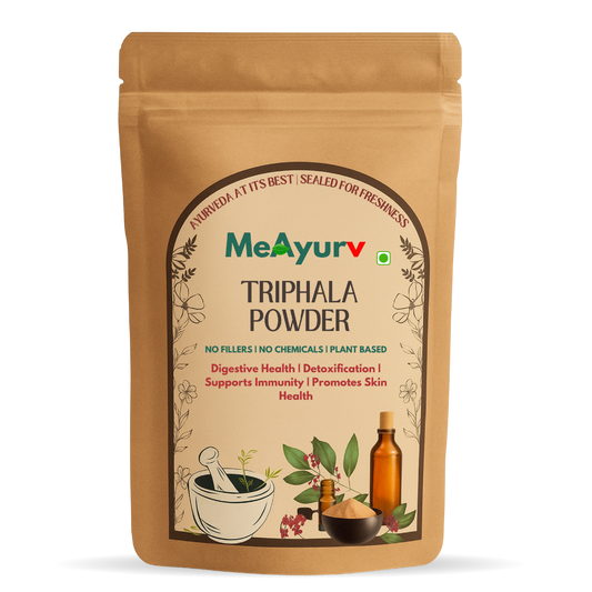 MeAyurv Organic Triphala Powder – Pure Triphala Blend | Ayurvedic Herbal Supplement for Digestion, Detox & Wellness | Natural, Vegan, Chemical Free
