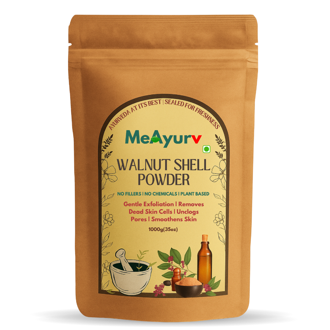 MeAyurv Organic Walnut Shell Powder – Pure Walnut Shell | Natural Exfoliant for Glowing Skin & Gentle Scrub | Vegan, Chemical Free