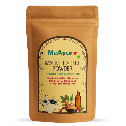 MeAyurv Organic Walnut Shell Powder – Pure Walnut Shell | Natural Exfoliant for Glowing Skin & Gentle Scrub | Vegan, Chemical Free